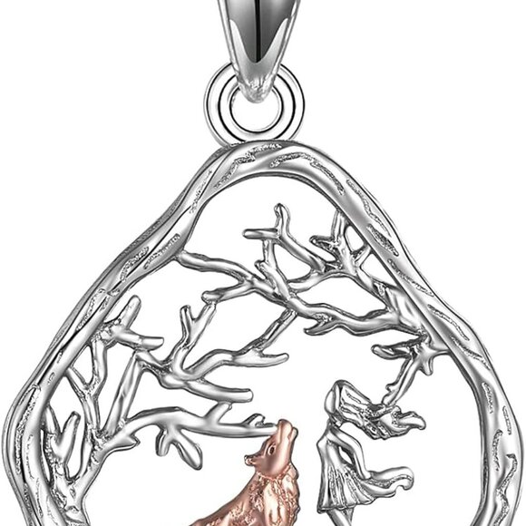 Jewelry - Wolf Horse Necklace Sterling Silver Animal Jewelry Gift for Women Mom